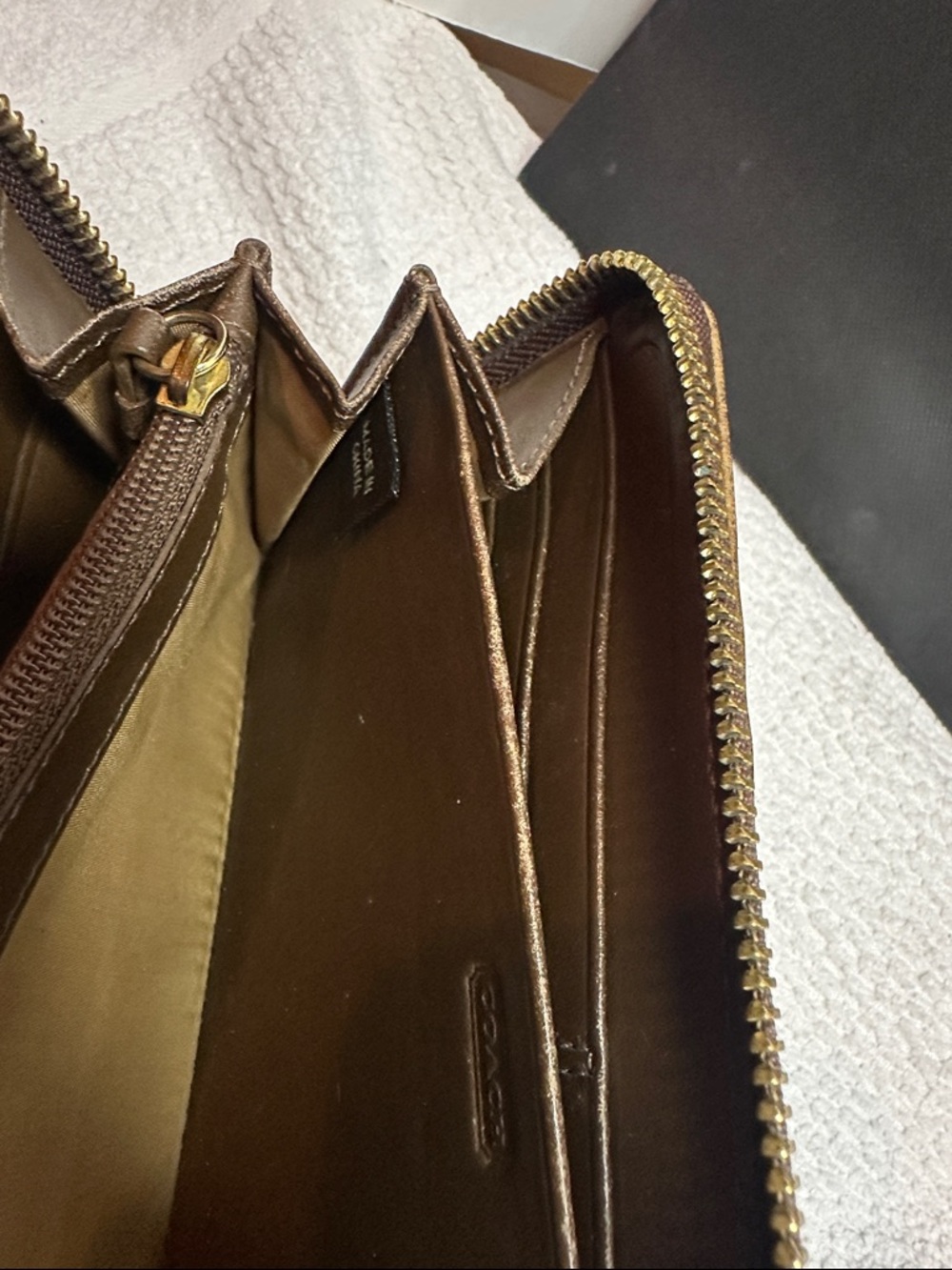 Coach Gold and Brown Patchwork Zip Wallet - Picture 6 of 11